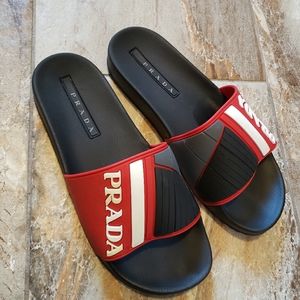 Prada mens rubber sliders